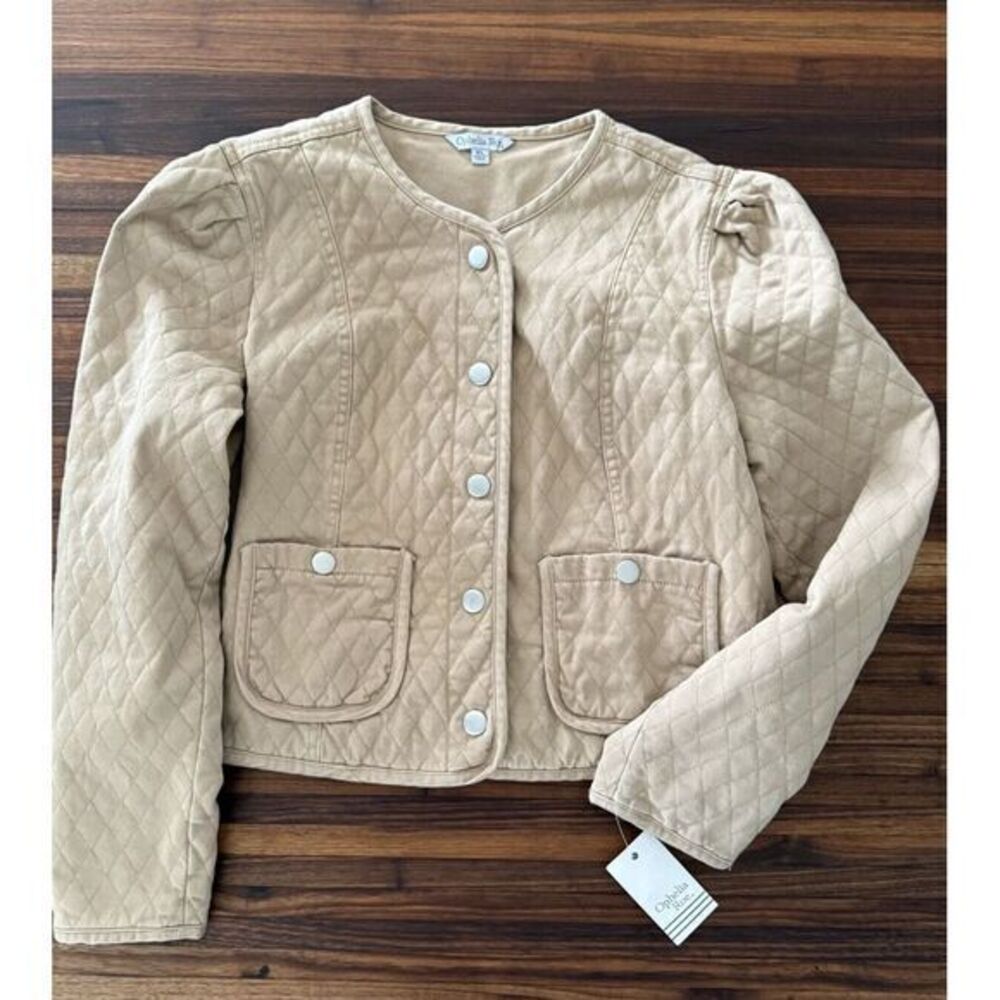 Ophelia Roe Quilted Cropped Tan‎ Utility Jacket Womens Size XL New With Tags